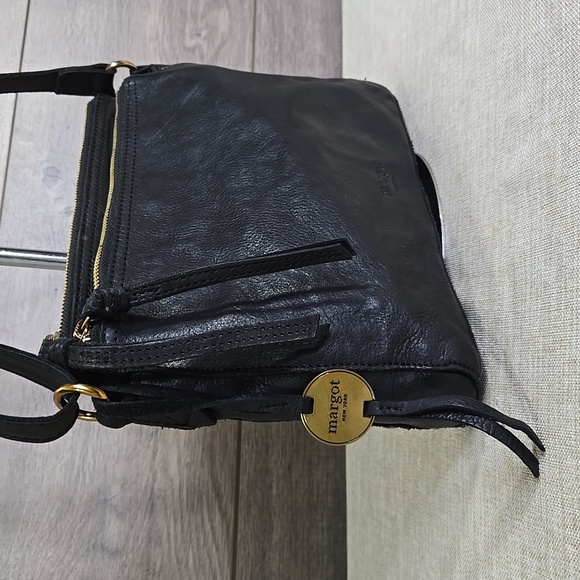 Margot Black Leather Crossbody Shoulder Bag Purse Handbag - Picture 3 of 12